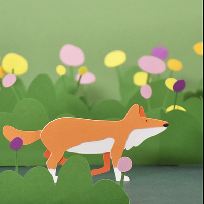 Fox in a field of flowers animation animation design illustration paper animation stop motion animation tactile animation