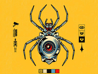 腐った book cartoon cd character cover design graphic design illustration mechanical music retro spider vector