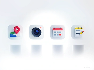 3D icons for OS 3d calendar cam camera canon icons leanse map note pen pin point rec red sony ui video