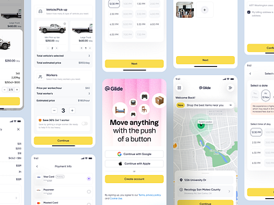 Glide Movers & Truck - Moving Services app design delivery design logistics moving service on demand service product saas truck service uiux
