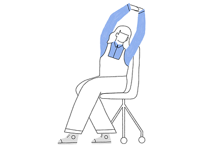 Stretching animation chair character illustration linedrawing minimal motion procreate simple storytelling stretch ui woman work