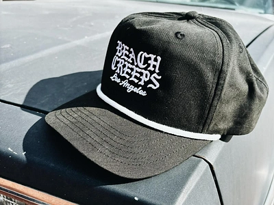 Beach Creeps - Cap black letter blackletter embroidery logo los angeles