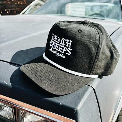 Beach Creeps - Cap black letter blackletter embroidery logo los angeles