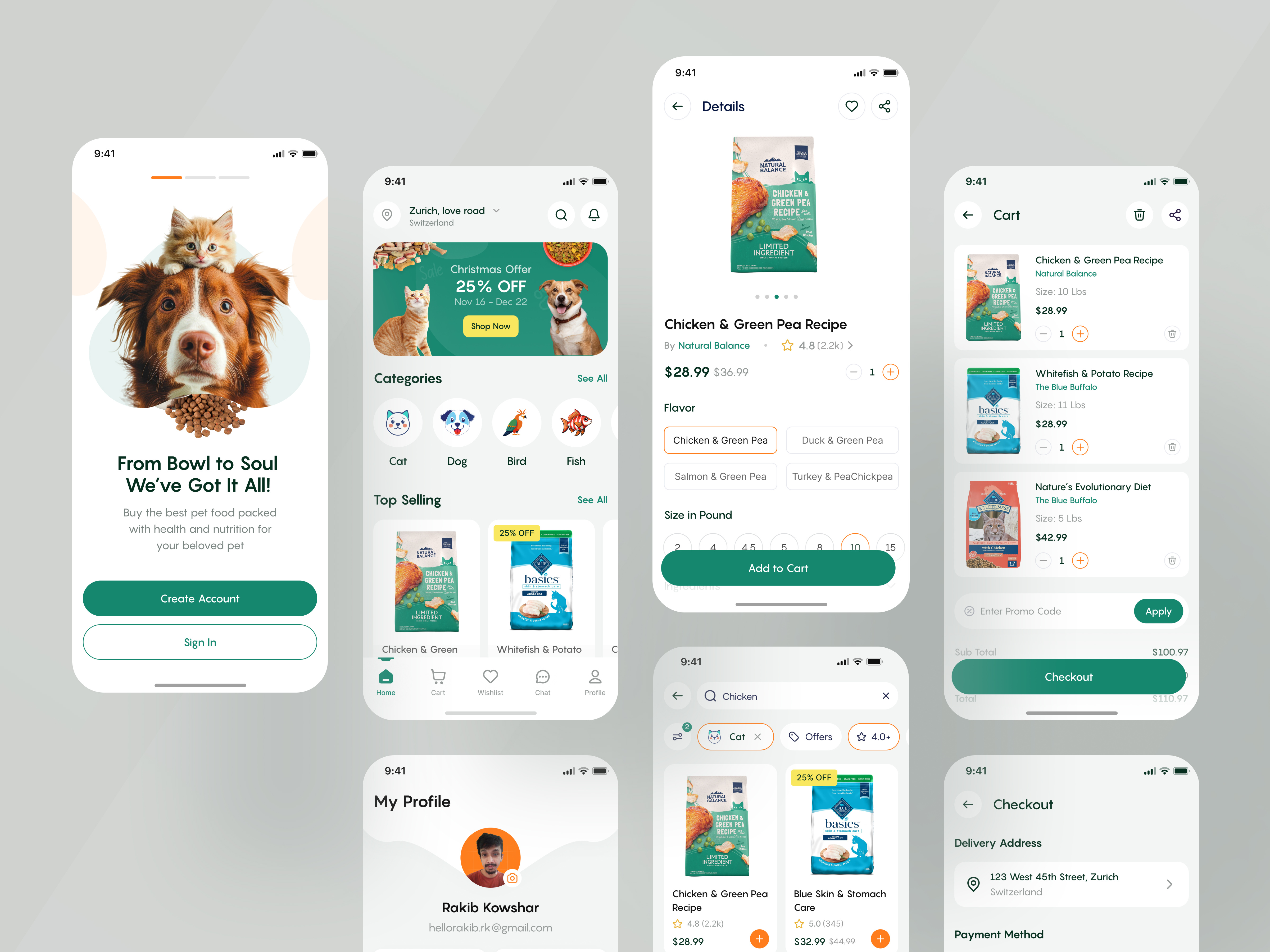 Pet Kibble - Pet Food Ecommerce App android app filter checkout ecommerce app ios app mobile app pet care app pet ecoomerce pet food pet food app pet food shopping pet nutrition pet product pet vet profile search ui uiux ux
