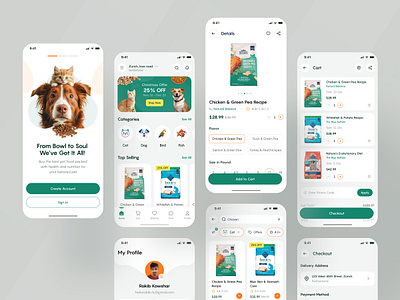 Pet Kibble - Pet Food Ecommerce App android app filter checkout ecommerce app ios app mobile app pet care app pet ecoomerce pet food pet food app pet food shopping pet nutrition pet product pet vet profile search ui uiux ux