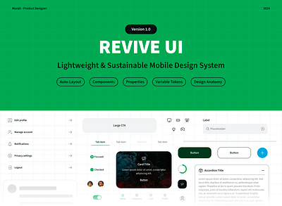 REVIVE UI - DESIGN SYSTEM app autolayout branding buttons cards colors components design design system figma mobile design tokens typography ui ui kit ux ux design variables