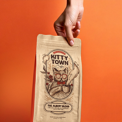 Kitty Town Coffee coffee coffee packaging food packaging hand drawn packaging packaging design packaging designer roasted coffee standup pouch