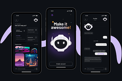 AI chat bot application 3d ai animation apexdezignagency app application chatbot design figma graphic design illustration logo mahshadarmoon motion graphics ui uiux ux vector