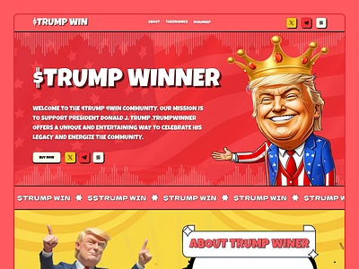 TRUMP WINNER & MEME COIN meme coin meme coin website trump trump landing page trump website trump win trump winner win trump