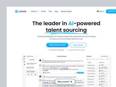 AI-powered talent sourcing platform re-design ai ai talent sourcing ai website design landing page latest design popular trendy design ui design web website design