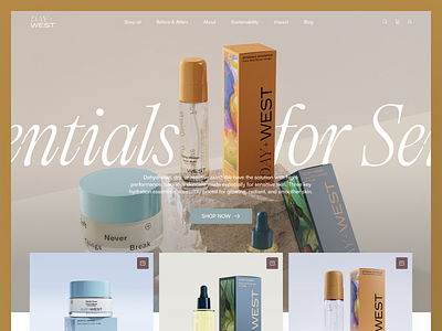 Day + West - Elevated Skincare Redesign beauty beauty product cosmetic cosmetics store cosmetology ecommerce face care landing page live website makeup online shop personal care product page design redesign revamp skin skin care skincare ui website design