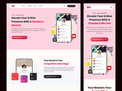 Smart Bio Link - Landing Page bio link design digital portfolio landing page one link bio saas social ui website