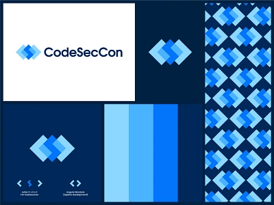 CodeSecCon - Logo Design blue branding coding concept design flat geometric gradient illustration lettermark logo logo design logomark minimal software development starup symbol tech technology ui