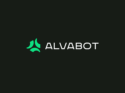 Alvabot - Crypto Trading Bot abstract ai blockchain bot branding crypto design flat for sale green logo minimalist modern simple tech technology token trading unused web3