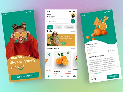 Grocery App UI Design appdesign appdevelopment cleandesign dailyui ecommerceapp figmadesign foodapp freshproduce groceryapp groceryshopping minimalui mobileappui mobileprototype mobileui modernui productdesign shoppingapp uiinspiration userexperience uxdesign