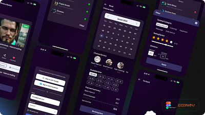 💈 Barber booking App by econev app appointment barber book booking branding design econev evgheniiconev figma graphic design illustration ios lizzardlab logo ui vector