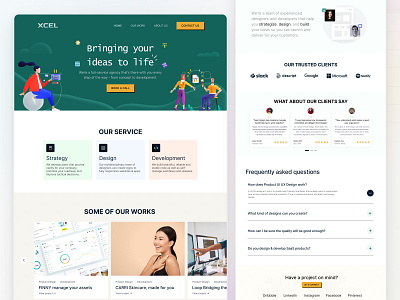 Creative Agency Website Design - XCEL agency portfolio case studies client testimonials creative agency faq section landing page minimal ui modern design responsive design services section ui design ux design vibrant design web design website design