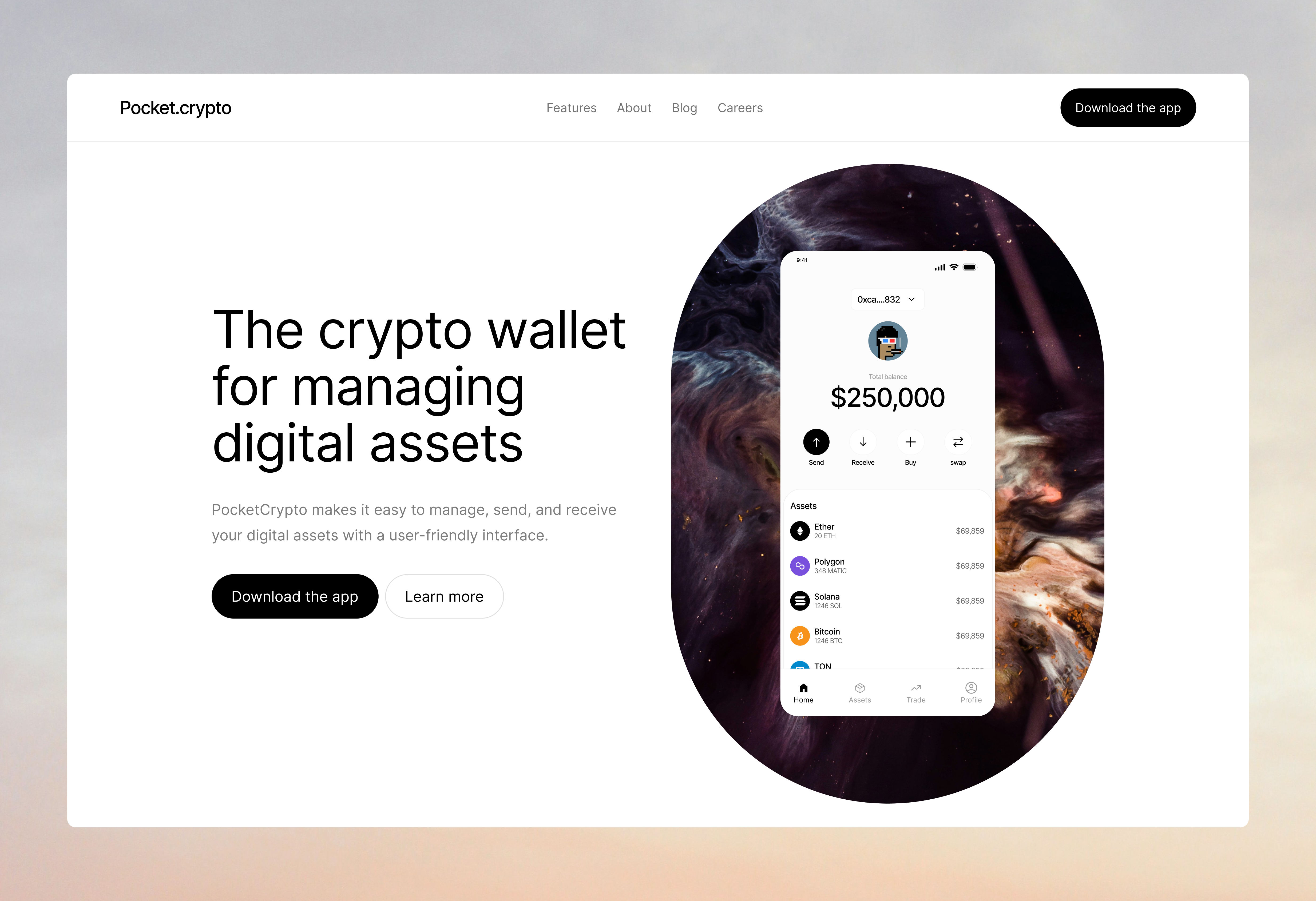 PocketCrypto blockchain creative crypto framer template ui web3 webdesign