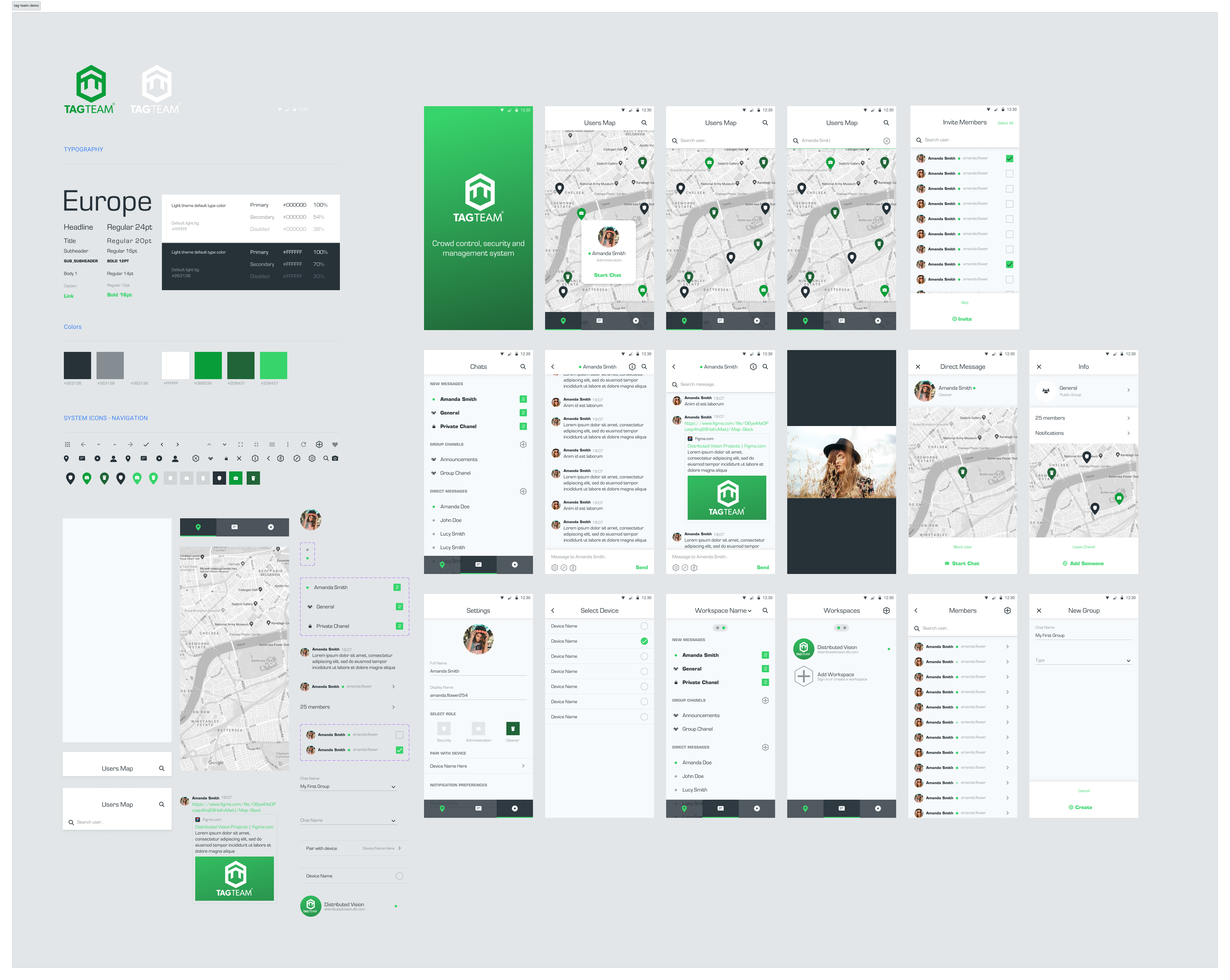 Messenger & Crowd Control System bright chat clean communication crowdcontrol green groupchat groups map message messenger slack