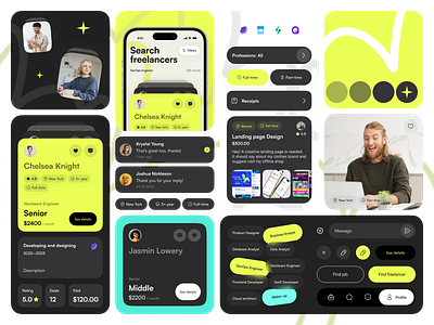 Mobile UI Kit for a Freelancer App app app design app interfaces application application design best cards ui design mobile mobile app mobile app design company mobile interface top app development company ui ui design ui kit user interface