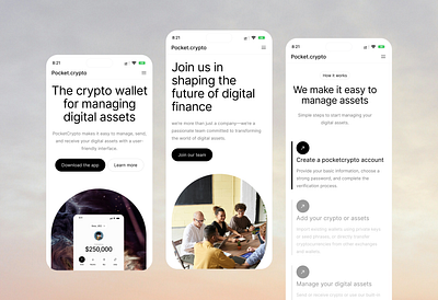 PocketCrypto blockchain crypto design framer framer template template ui ui design wallet web3