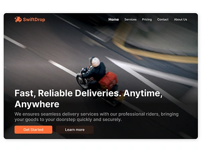 SwiftDrop logistics landing page hero section design deliver design dropship figma landing page logistics ui website