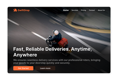 SwiftDrop logistics landing page hero section design deliver design dropship figma landing page logistics ui website