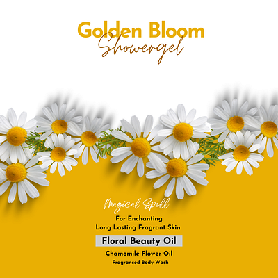 Golden Bloom Shower gel Branding 3d branding graphic design new brand poster showergel