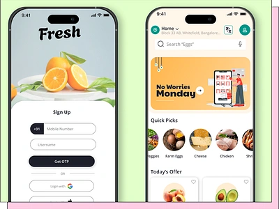 Fresh - Farm Produce & Groceries App app branding design graphic design groceries logo new ui ux