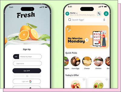 Fresh - Farm Produce & Groceries App app branding design graphic design groceries logo new ui ux