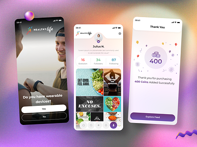 Modern Fitness Evaluation App Design - Healthy Life app design app development diet fitness fitness app graphic design health healthylife illustration minimal mobileui sports tracker ui ux virtual coach workout