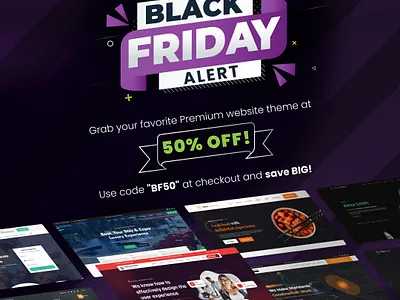 🎉 Black Friday Deal: 50% Off Premium Website Themes! 🚀 blackfridaysale webdesigntheme