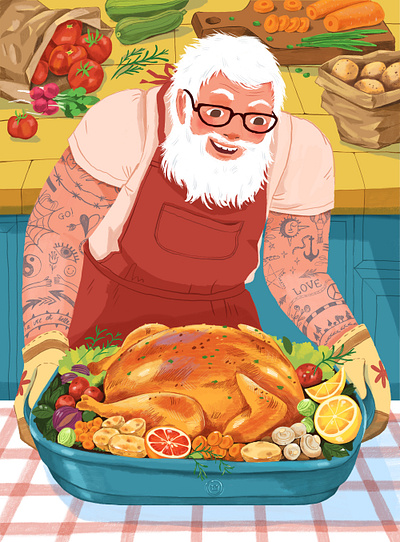 Food for thought advertising branding christmas cooking design drawing editorial food illustration kidlit