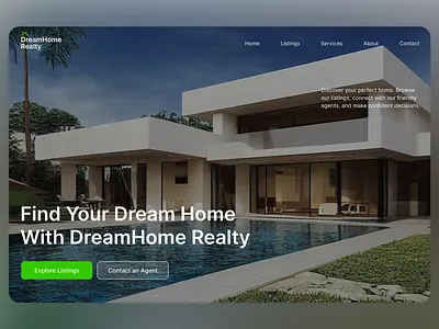 Modern Real Estate Landing Page Design call to action clean design digital marketing frontend design home listings interactive design landing page design minimal design modern aesthetic online services property branding property design real estate responsive design uiux design user experience user interface visual layout web development website concept