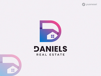 DANIELS Real Estate Logo Design app icon branding building logo d home logo d house logo d letter logo d logo gradient logo graphic design home logo house logo iconic letter logo logo designer mobile app modern logo property logo realty logo rent logo