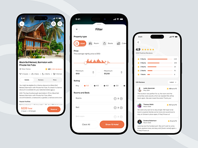 Hotel Booking App book app booking app booking ui details filter hotel app hotel booking mobile app online booking review room booking travel booking ui design ui ux ux deisgn vacation visual design