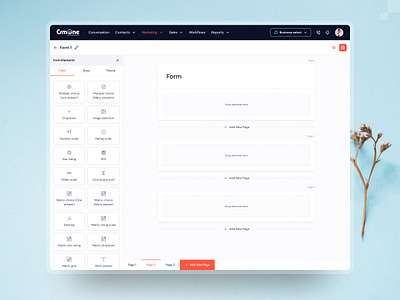 CRMone: Build Custom Forms with Ease clean crmone customforms efficientdatacollection formbuilder marketingsolutions minimal surveytools uidesign uiux uxdesign webappdesign