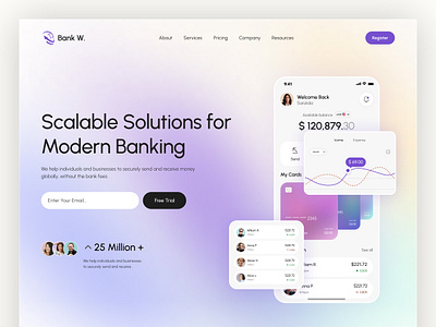 Banking SaaS Landing Page Design banking website design dribbble figma design finance finance website design fintech fintech landing page design landing page landing page design oripio payment payment website design sanzida akter top design wallet website website design