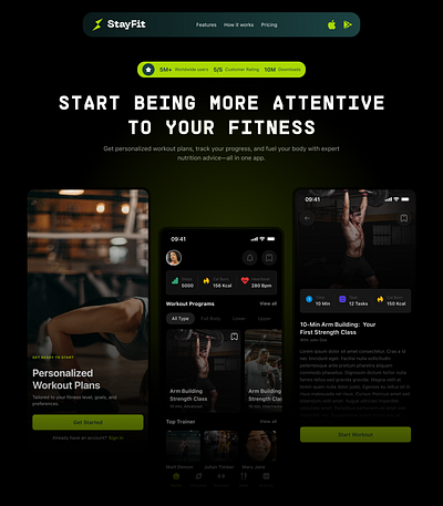 STAYFIT Hero Section app branding design ui ux