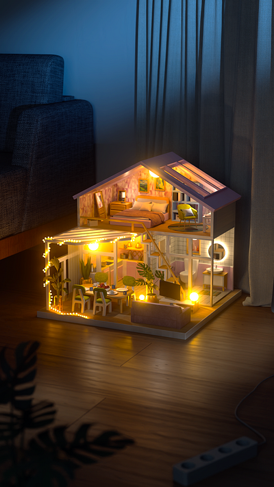 3d mini house lowpoly 3d 3d illustration animation cinema4d design graphic design illustration motion graphics redshift ui