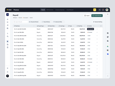 Tiimi - Employee Payroll Management in a SaaS HRM candidates company dashboard employee finance hr hrd hrm hrms hrs payroll product design recruitment saas saas design team management ui ux web app web design