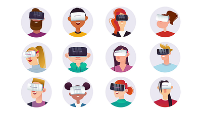 VR 2d Icons Avatars Animation 2d 2d icons animation ar avatars flat games gaming girl guy headset icons icons set illustration metaverse motion technology avatars users virtual reality vr