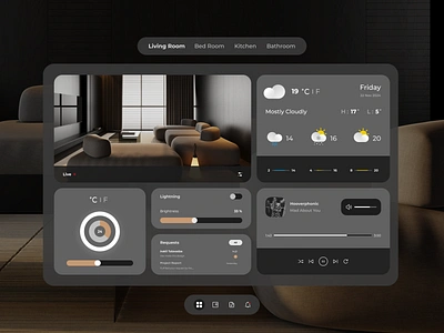 Smart House - adze Vision Pro clean home automation house remote control minimal remote control smart devices smart home smart house tech app ui ux vision pro web design