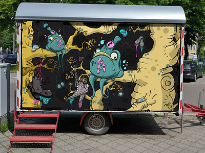 Wagon Nonsense (mural design) character childrens book design illustration mural street art