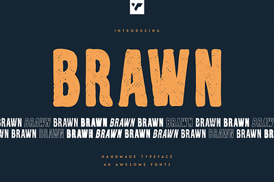 Brawn Handwritten typeface, 40 fonts. Free Font branding display dots graphic design handmade handwritten italic lettering lines logo long outline retro rounded typeface typography vintage