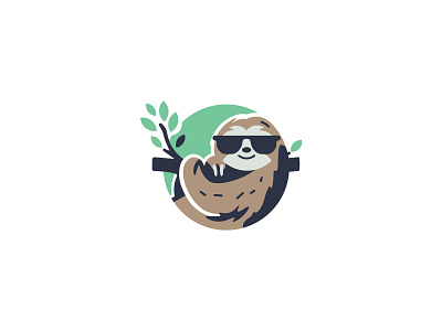 Cool sloth logo animal branches cool icon illustration lazy lazy sloth leaf lemur mascot nature roots sloth sunglass tree vector 🦥