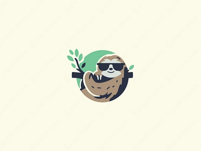 Cool lemur logo for sale animal cool lazy leaf lemur nature roots sunglass 🦥