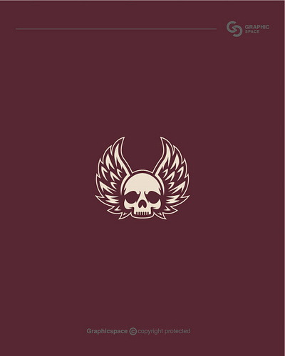 Winged skull logo for sale danger devil fly freedom head man media people skull sports wings ☠️ 👿 💀