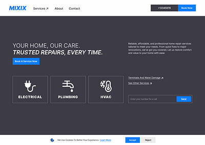 MIXIX (Home repair service web design) app home interface repair ui uiux ux web website