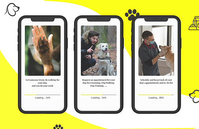 Onboarding App - Pet App for Dog services app branding dag services dailyui design dog training dog walking illustration mockups pet ui